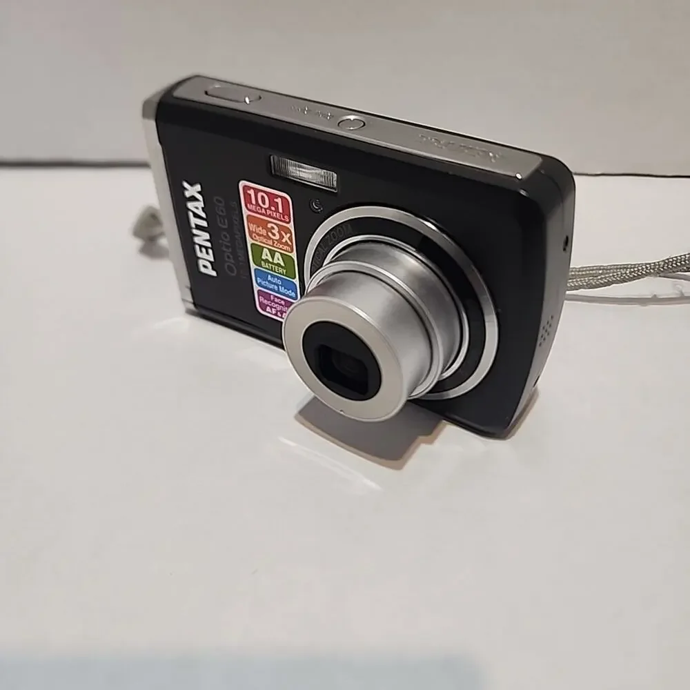 Pentax Optio E60 10.1 MP Digital Point And Shoot Camera W/ AV/USB Cable Tested